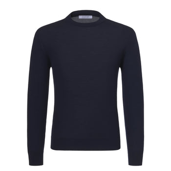 Cruciani Wool Crew - Neck Sweater in Indigo Black - SARTALE