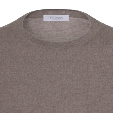 Cruciani Wool Crew - Neck Sweater in Oak Brown Melange - SARTALE