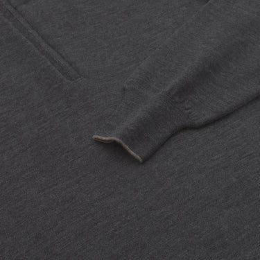 Cruciani Wool Half - Zip Sweater in Briquette Grey Melange - SARTALE