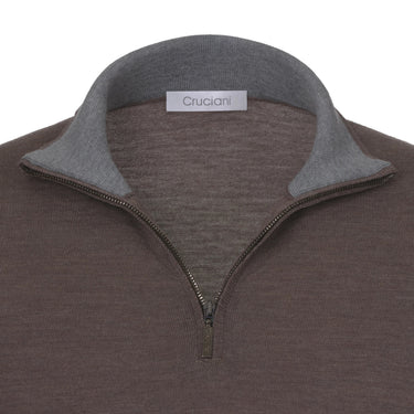 Cruciani Wool Half - Zip Sweater in Grey Violet Melange - SARTALE