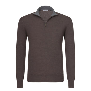 Cruciani Wool Half - Zip Sweater in Grey Violet Melange - SARTALE