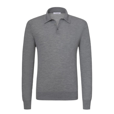 Cruciani Wool Sweater Polo Shirt in Medium Grey Melange - SARTALE