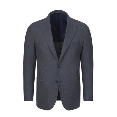 De Petrillo Single - Breasted Cashmere Jacket in Blue Melange. Exclusively Made for Sartale - SARTALE