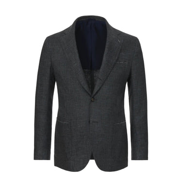 De Petrillo Single - Breasted Checked Silk Jacket in Blue - SARTALE