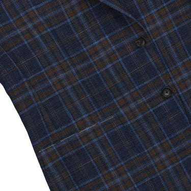 De Petrillo Single - Breasted Glencheck Wool - Blend Jacket in Brown and Blue - SARTALE