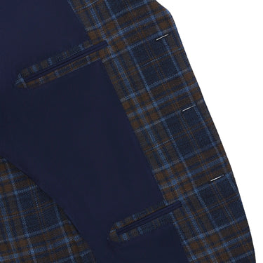 De Petrillo Single - Breasted Glencheck Wool - Blend Jacket in Brown and Blue - SARTALE