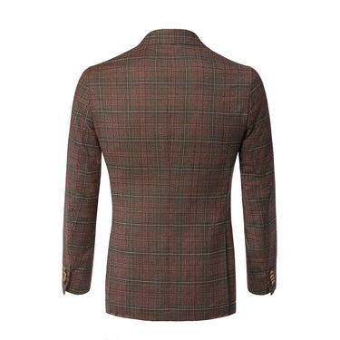 De Petrillo Single - Breasted Glencheck Wool Jacket in Burgundy. Exclusively Made for Sartale - SARTALE