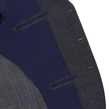 De Petrillo Single - Breasted Wool - Blend Jacket in Grey and Blue - SARTALE