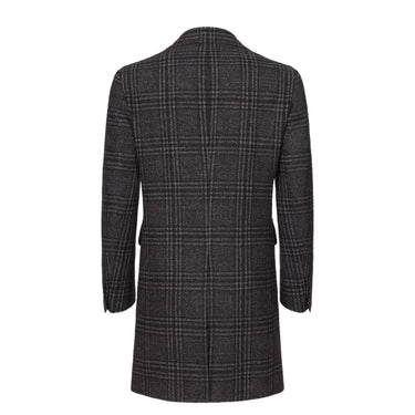 De Petrillo Single - Breasted Wool Coat in Dark Blue Multicolor. Exclusively Made for Sartale - SARTALE
