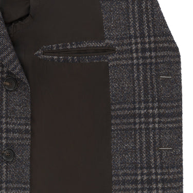 De Petrillo Single - Breasted Wool Coat in Dark Blue Multicolor. Exclusively Made for Sartale - SARTALE