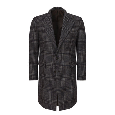 De Petrillo Single - Breasted Wool Coat in Dark Blue Multicolor. Exclusively Made for Sartale - SARTALE