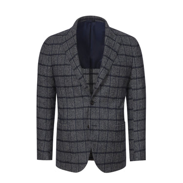 De Petrillo Single - Breasted Wool Jacket in Dark Blue and White. Exclusively Made for Sartale - SARTALE