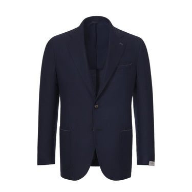 De Petrillo Single - Breasted Wool Jacket in Navy Blue Melange. Exclusively Made for Sartale - SARTALE