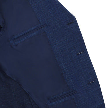 De Petrillo Single - Breasted Wool - Silk Blend Jacket in Royal Blue Melange - SARTALE