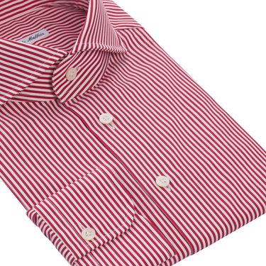 Emanuele Maffeis Striped Cotton Shirt in Red and White - SARTALE