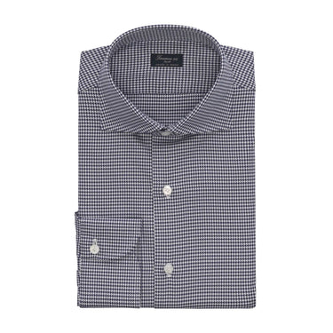 Finamore All - Monogram Cotton Shirt in White and Blue - SARTALE
