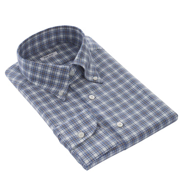 Fray Button Down Shirt in Blue and Grey - SARTALE