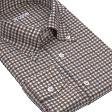 Fray Gingham - Check Cotton Shirt in Grey and Off White - SARTALE
