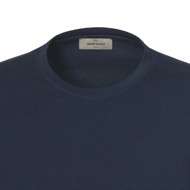 Gran Sasso Cotton Crew - Neck T - Shirt in Navy Blue - SARTALE
