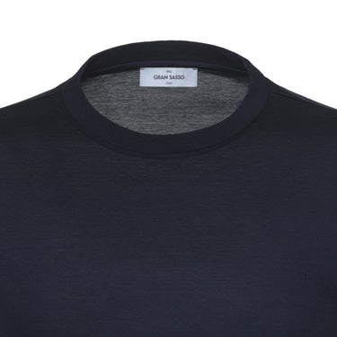 Gran Sasso Cotton Crew - Neck T - Shirt in Navy Blue - SARTALE