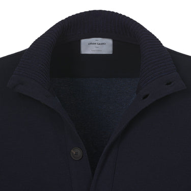 Gran Sasso Cotton Jacket in Midnight Blue with Button Closure - SARTALE