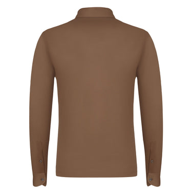 Gran Sasso Cotton Polo Shirt in Bronze with Long Placket - SARTALE