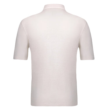 Gran Sasso Two - Button Linen - Blend Polo Shirt in Milky White - SARTALE