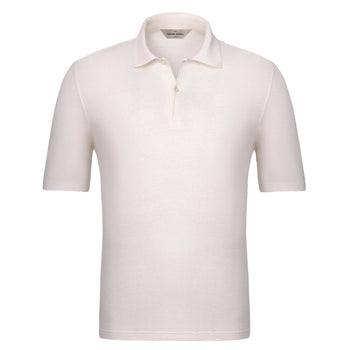Gran Sasso Two - Button Linen - Blend Polo Shirt in Milky White - SARTALE