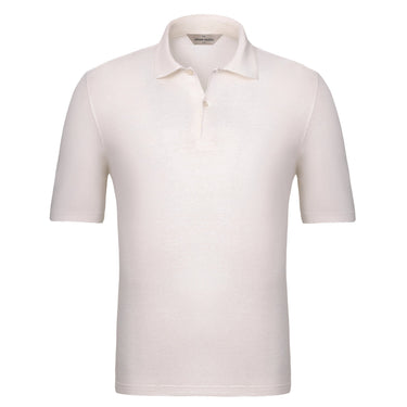 Gran Sasso Two - Button Linen - Blend Polo Shirt in Milky White - SARTALE