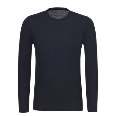 Gran Sasso Wool Long Sleeve T - Shirt in Navy Blue - SARTALE