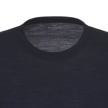 Gran Sasso Wool Long Sleeve T - Shirt in Navy Blue - SARTALE