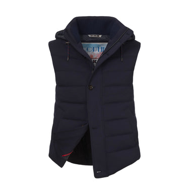 Kired Hooded Viscose - Blend Vest in Dark Blue - SARTALE