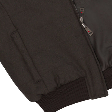Kired Reversible Leather Bomber Jacket in Dark Brown - SARTALE