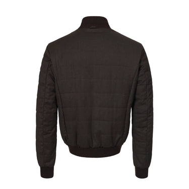 Kired Reversible Leather Bomber Jacket in Dark Brown - SARTALE