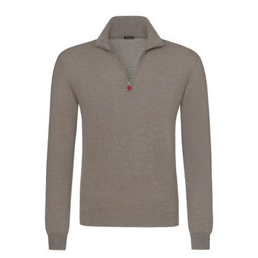 Kiton Silk and Cashmere - Blend Half - Zip in Grain Brown - SARTALE