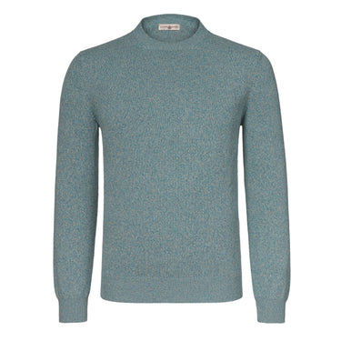 Luciano Barbera Cotton - Linen Crew - Neck Sweater in Sky Blue Melange - SARTALE