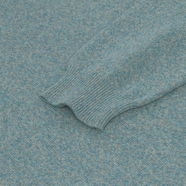 Luciano Barbera Cotton - Linen Crew - Neck Sweater in Sky Blue Melange - SARTALE