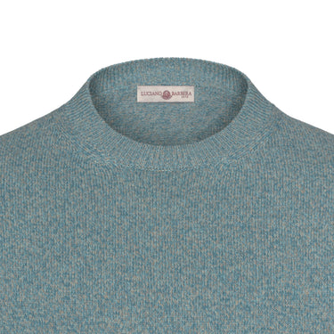 Luciano Barbera Cotton - Linen Crew - Neck Sweater in Sky Blue Melange - SARTALE
