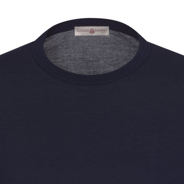 Luciano Barbera Crew - Neck Cotton T - Shirt Sweater in Dark Blue - SARTALE