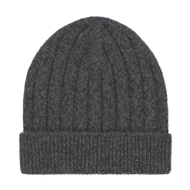 Malo Ribbed Cashmere Hat in Dark Grey Melange - SARTALE