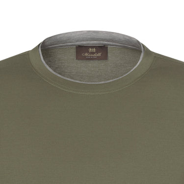 Mandelli Cotton T - Shirt in Green with a Grey Stripe - SARTALE