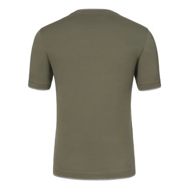 Mandelli Cotton T - Shirt in Green with a Grey Stripe - SARTALE