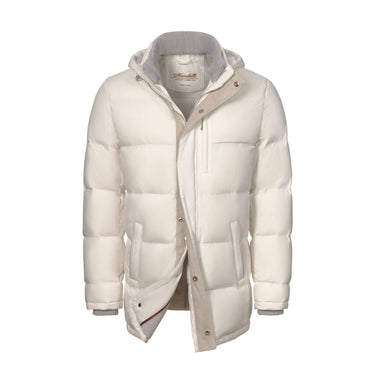 Mandelli Hooded Goose Down Jacket in Off White - SARTALE