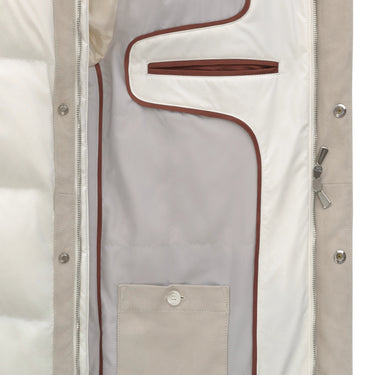 Mandelli Hooded Goose Down Jacket in Off White - SARTALE
