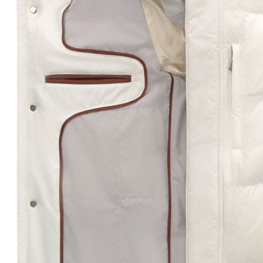 Mandelli Hooded Goose Down Jacket in Off White - SARTALE
