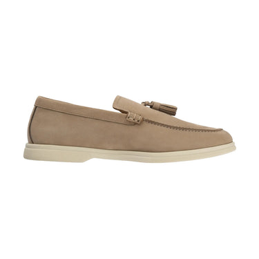 Mandelli Suede Tassel Loafer in Beige - SARTALE