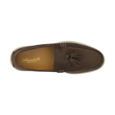Mandelli Suede Tassel Loafer in Taupe - SARTALE