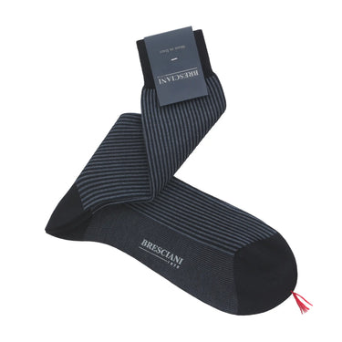 Striped Cotton Socks in Blu Avio Mel