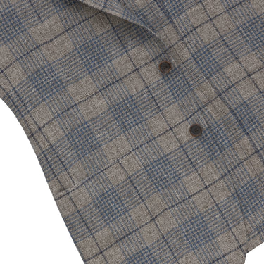 Orazio Luciano Linen - Wool Plaid Jacket in Blue and Brown - SARTALE