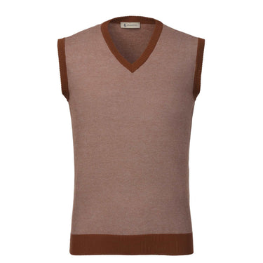Piacenza Cashmere All - Over Monogram V - Neck Cotton Gilet in Brown - SARTALE